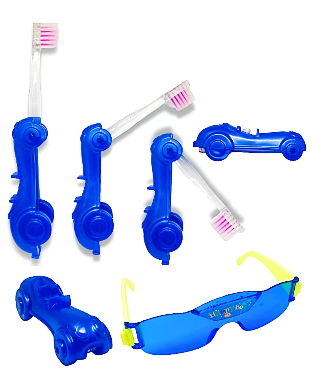 BigBro Kids Foldable Manual Toothbrush With Extra Soft Bristles Folding Toothbrushes Plus Kids Goggles ( Toothbrush Folds Into The Car Shaped Case,1 Pc),Blue-picture-19