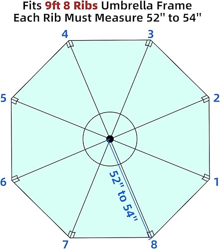 Miniatura 4 de Trenovo Patio Umbrella Replacement Canopy, Replacement Umbrella Covers with 8 Ribs, 9ft Water Resistant Cloth Umbrella Replacement Top for Garden