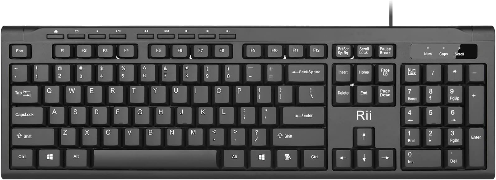 Rii RK907 Ultra-Slim Compact USB Wired Keyboard for Mac and PC,Windows 10/8 / 7 / Vista/XP (Black) (10PCS)