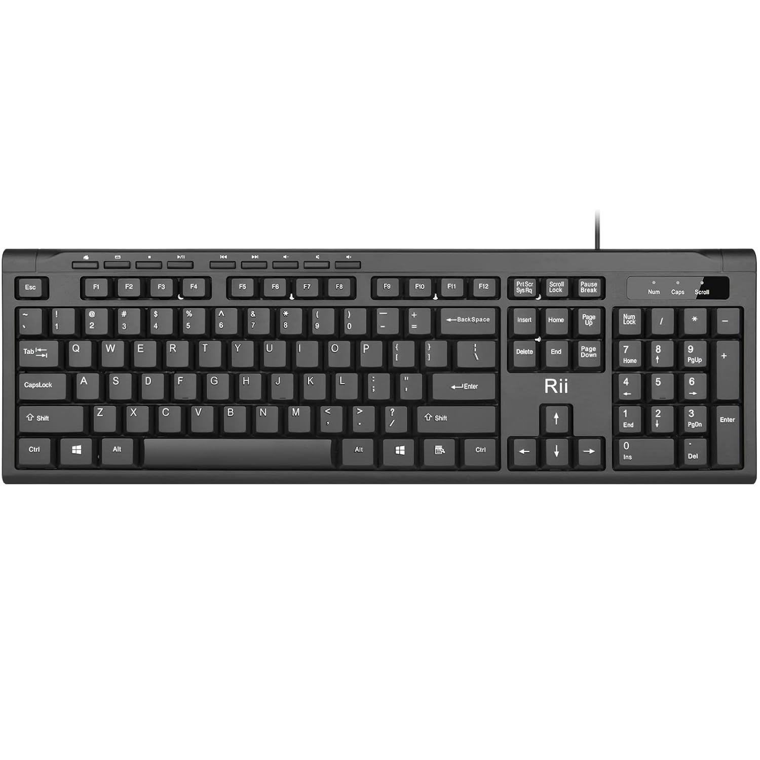 Rii RK907 Ultra-Slim Compact USB Wired Keyboard for Mac and PC Windows 10 8 7 Vista XP Black