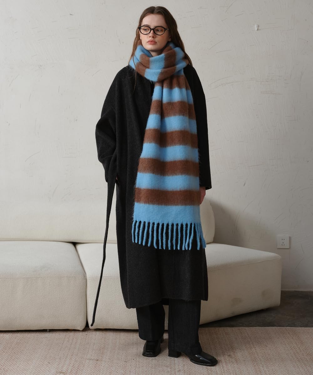 Women's Fall Winter Chunky Scarves Big Thick Warm Knit Blanket Scarf Long Oversized Striped Tassel Shawls Wraps - Image 7