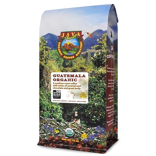 Java Planet Low Acid Coffee, Organic Guatemala Single Origin: Whole Bean Medium Roast - Smooth Full Flavored Coffee Bean, Smithsonian Bird Friendly 1LB Bag