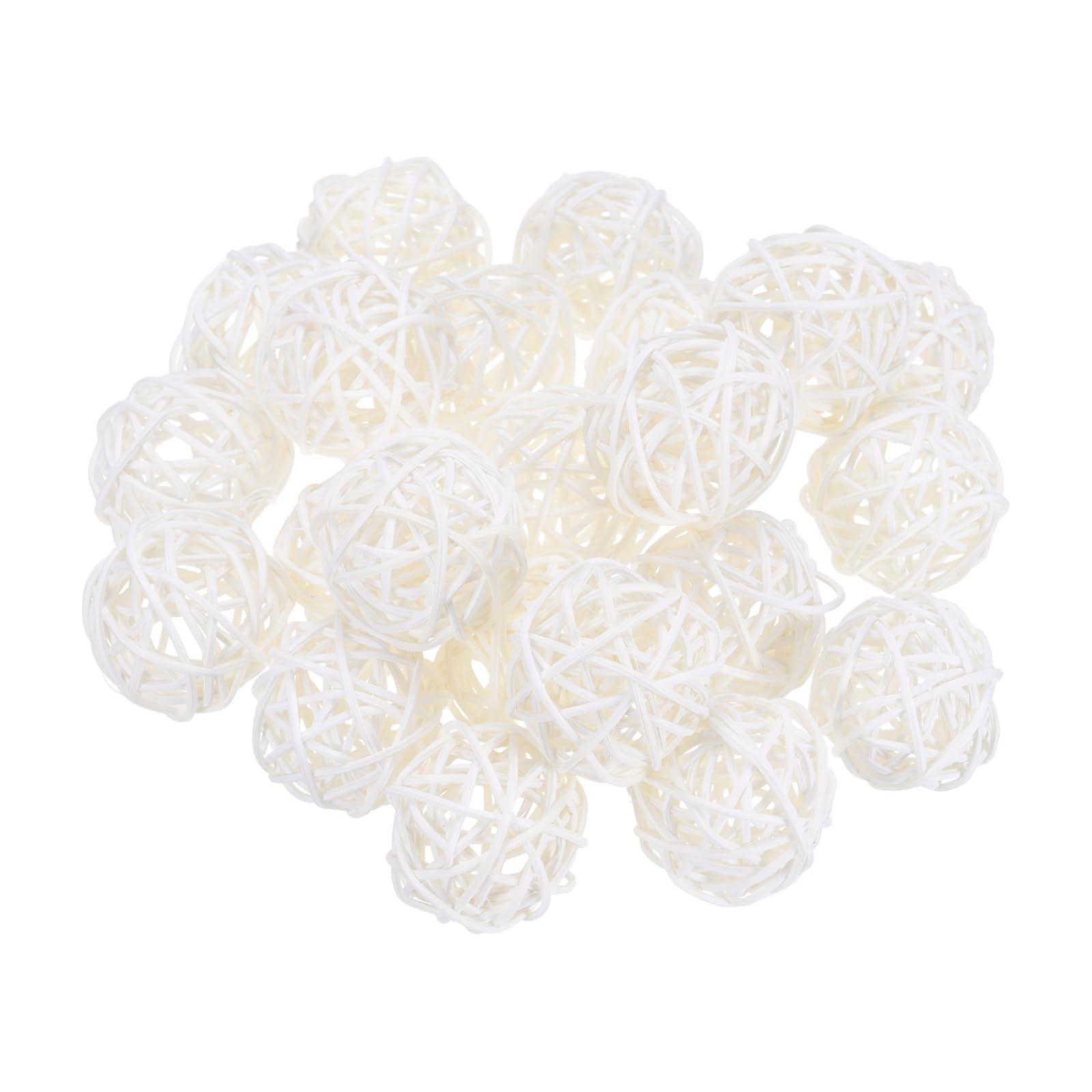 uxcell 22 Pcs Wicker Rattan Balls, 1.6inch Wood Decorative Balls Vase Fillers for Centerpiece Bowl Orbs Fillers Tree Wedding Home Decor, White
