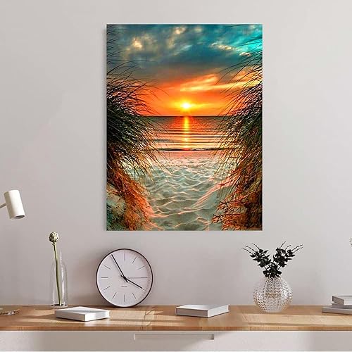 Miniatura 2 de ROOHOME Kits de arte de diamantes de playa para adultos  5D DIY taladro completo océano puesta de sol kits de pintura de diamantes para