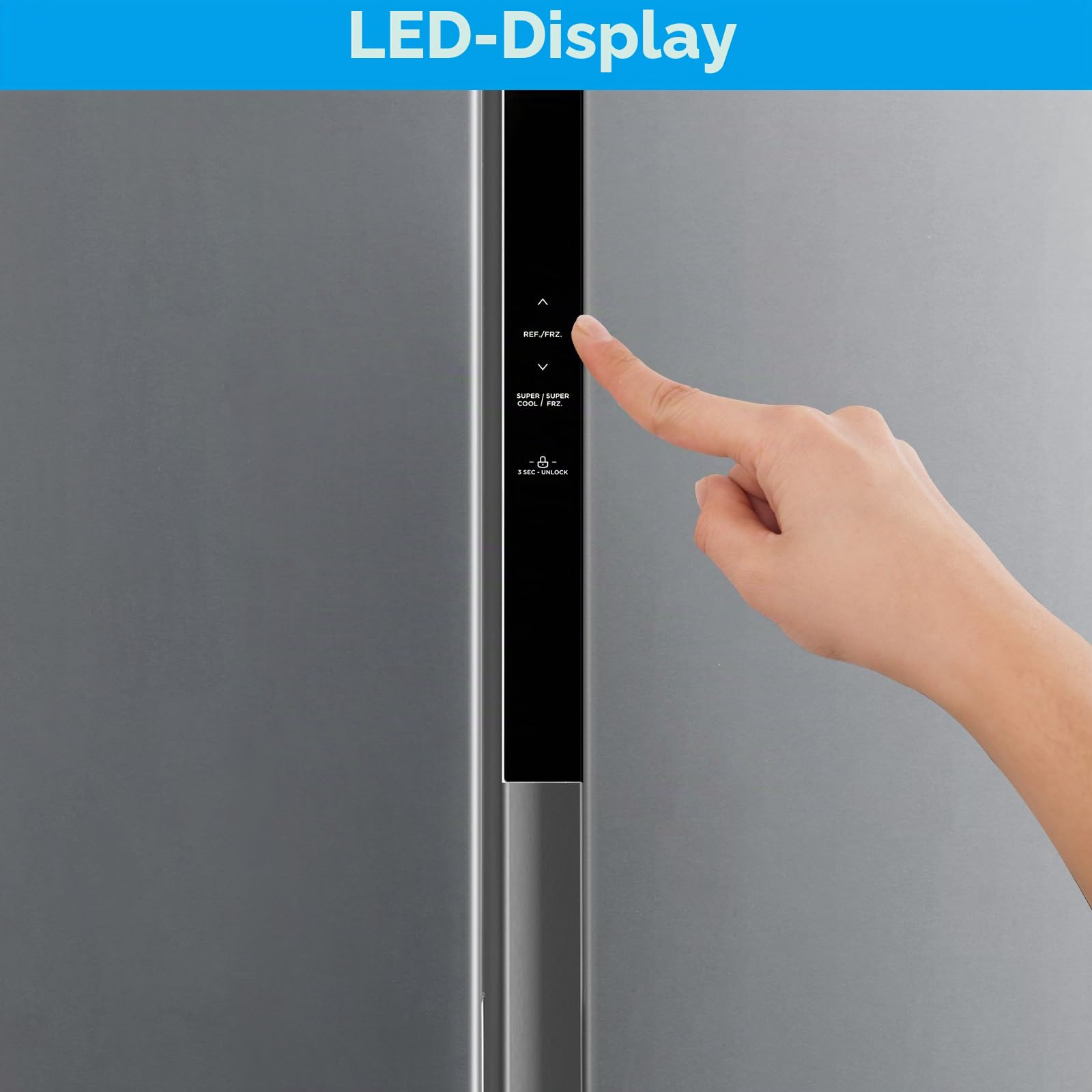 Comfee' RCS609IX2 Side-by-Side Kühl-/Gefrierkombination/No Frost/Inverter Compressor/177,5 cm hoch/271 L Kühlen/189 L Gefrieren/Doppelte Steuerung/SuperCool, Inox