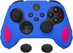 PlayVital Scorpion Edition Two-Tone Anti-Slip Silicone Case Cover for Xbox Series X/S Controller, Soft Rubber Case for Xbox Core Wireless Controller with Thumb Grip Caps - Blue & Black