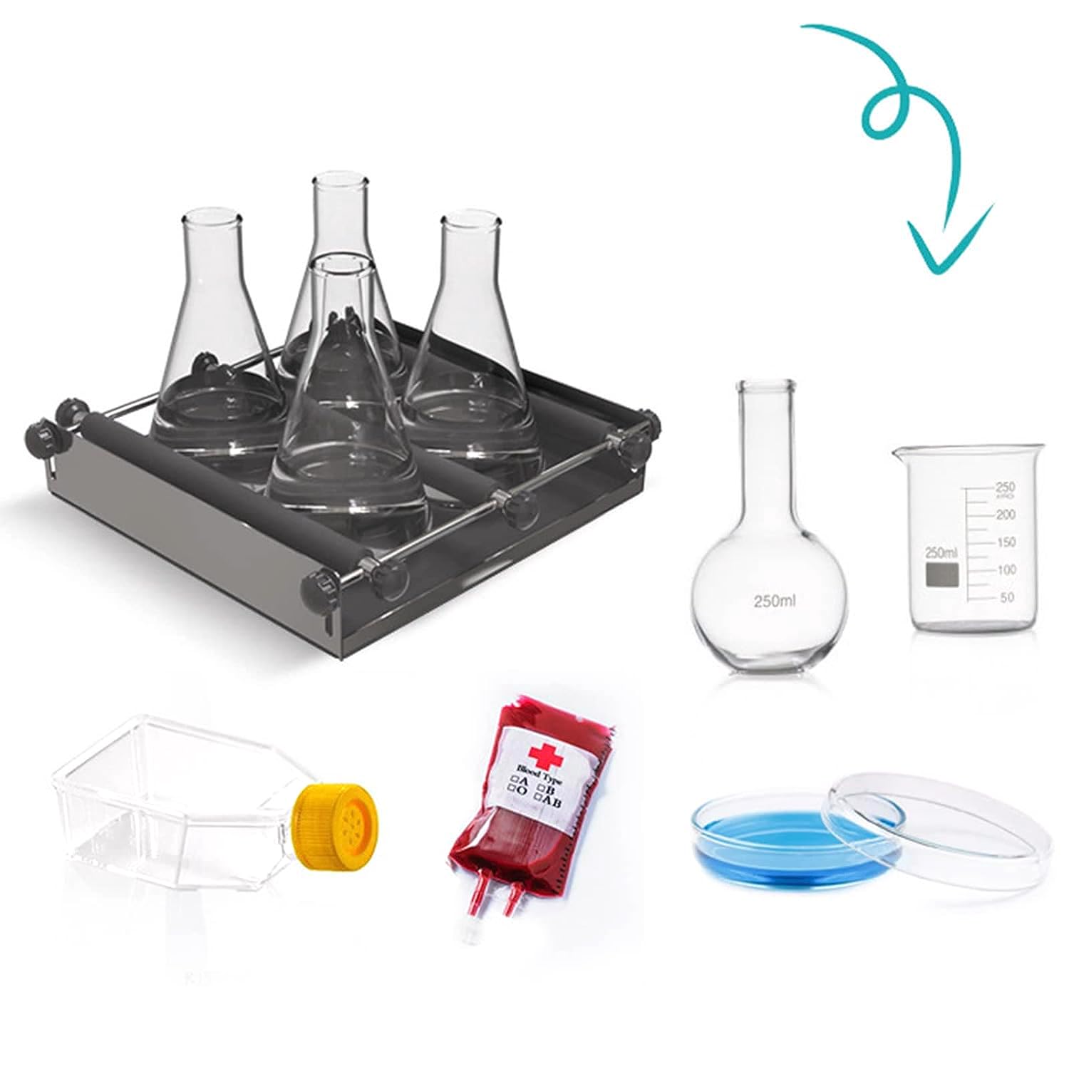 Mezclador orbital con velocidad ajustable y temporizador, para vasos y frascos de laboratorio
