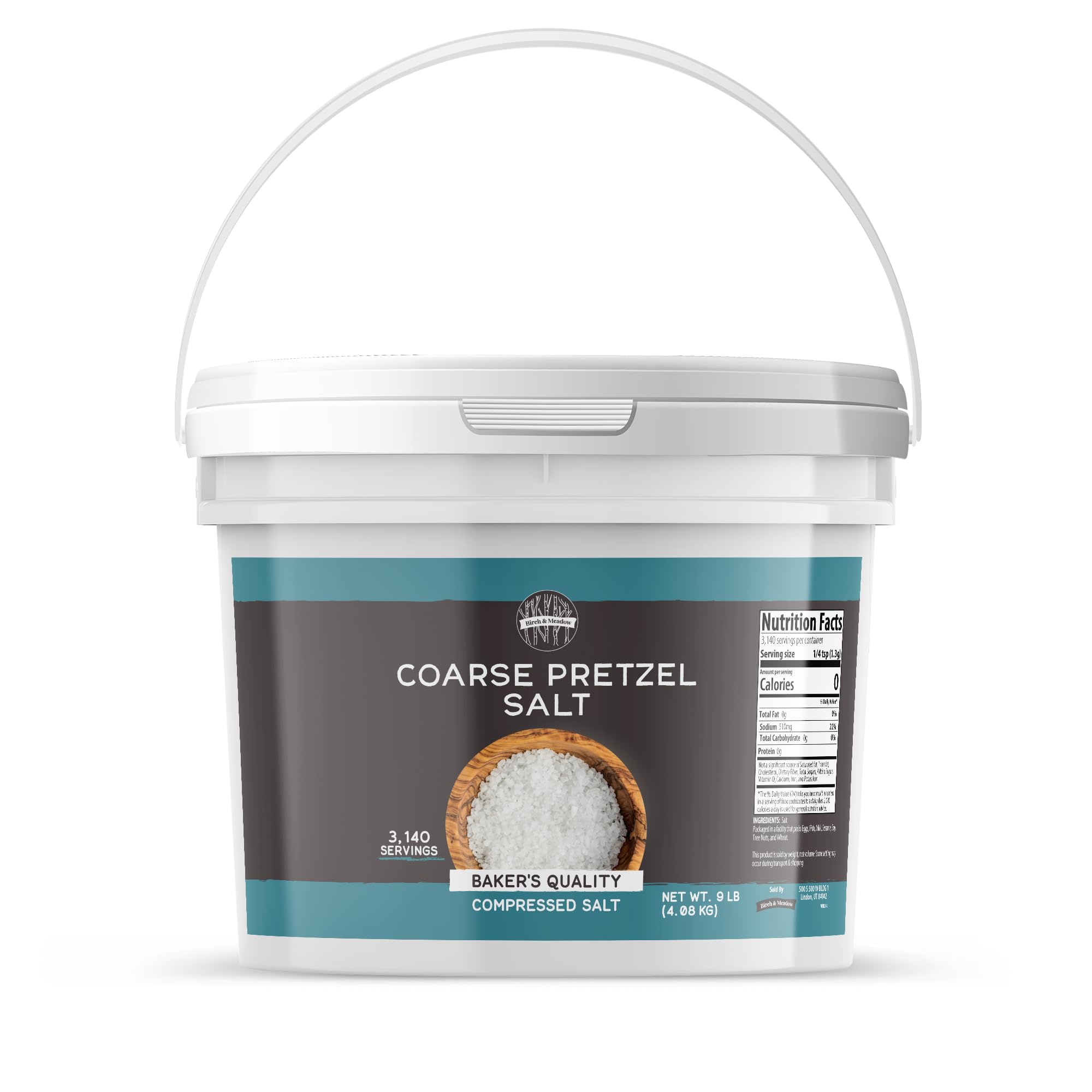 Birch & Meadow 1 Gallon, Coarse Pretzel Salt, Coarse Food-Grade, Natural Compressed Salt