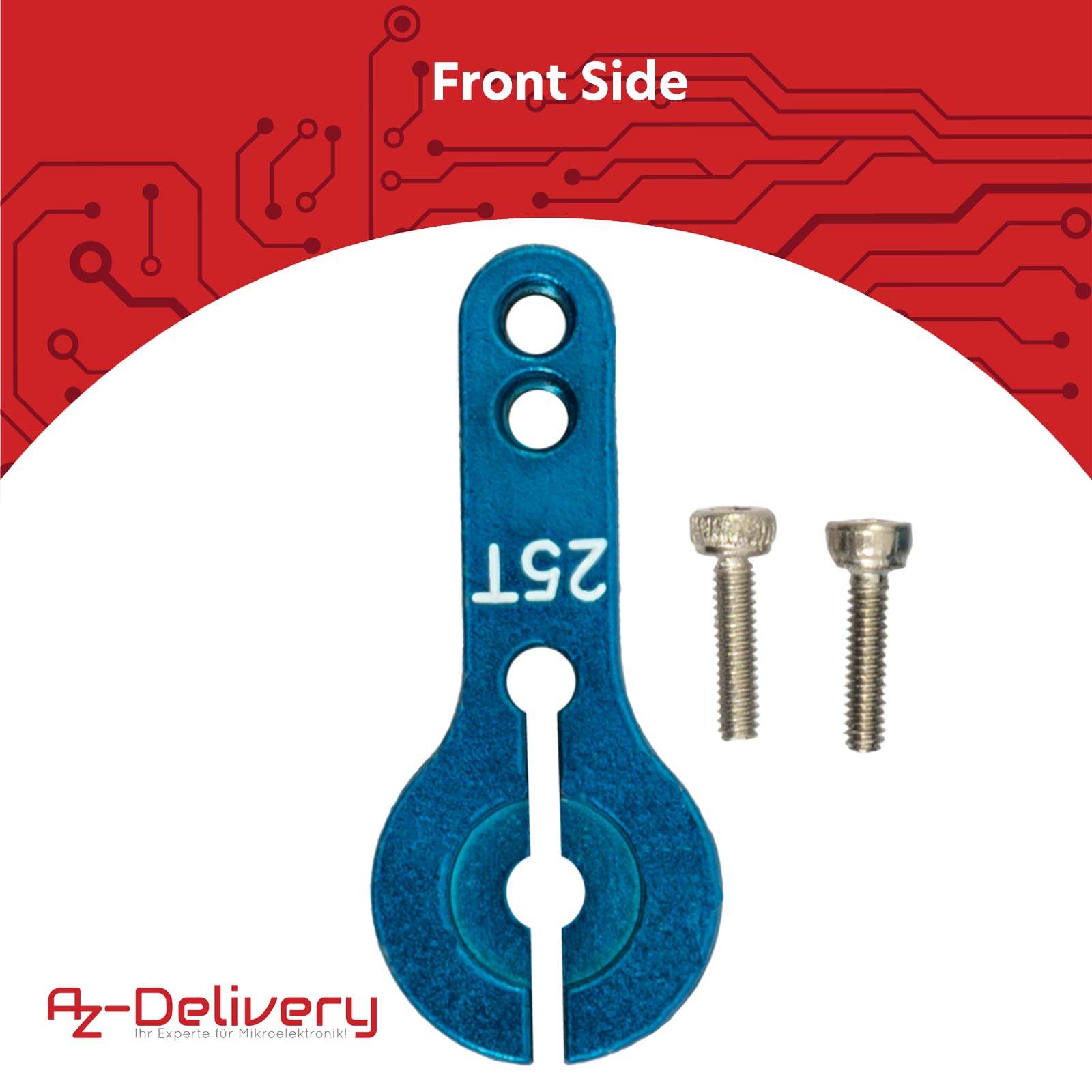 AZDelivery 5 x aluminiowy 25T serworamię klaksonu do HD Servo MG995 MG996R MG946 RED | RC Servo Arm RC akcesoria do większości modeli samochodów RC | metalowe ramię z zapasową śrubą