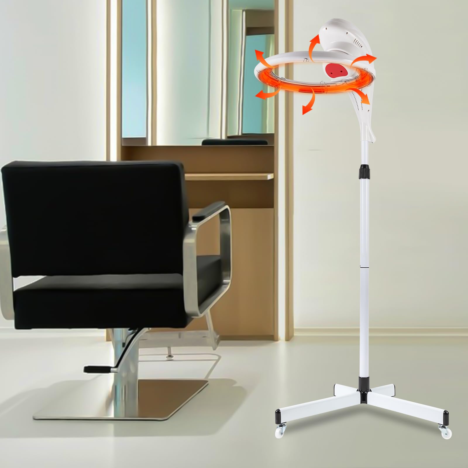 Professional Standing Hair Dryer - 950W Floor Standing Hooded Dryer Hair Bonnet with Ionic Generator for Professional Salon Station Spa Home Use Hair Drying Treatment Adds Shine Volume (White)
