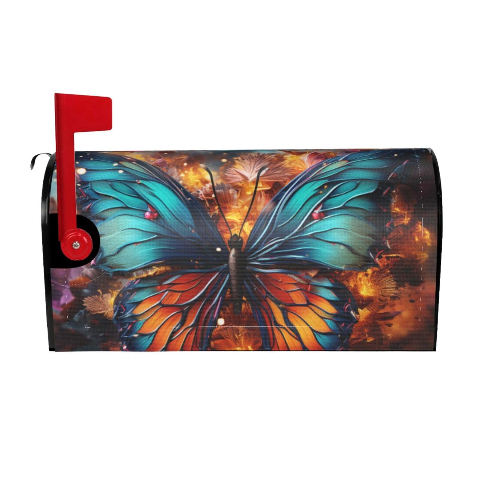 Color Butterfly Background Mailbox Covers Magnetic Wraps Post Letter Box Cover Garden Home Decor 21x18 in