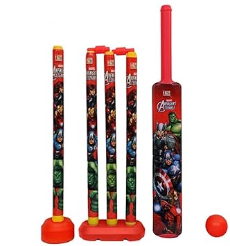 KIDIVO Plastic Cricket Set with Stump and Ball Playing Set for 2-5 Year Kids(Size:- Big, Multicolor) (Avengers)