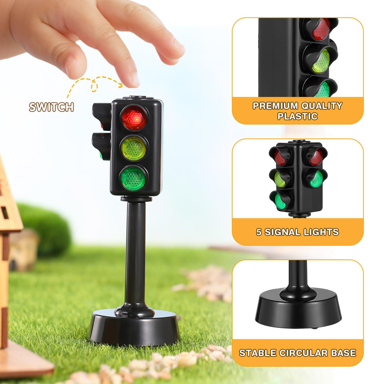 TOYANDONA Lot de 3 feux de circulation pour enfants - Simulation de feux de circulation - Modèle - Obligations éducatives pour enfants
