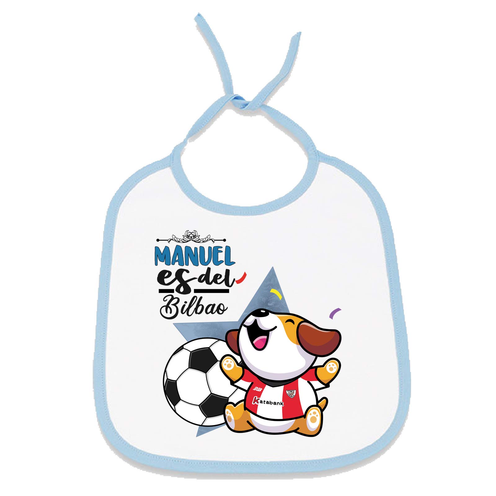 Babero personalizado nombre de bebé equipo de fútbol, niño y niña (Athletic, Niño)