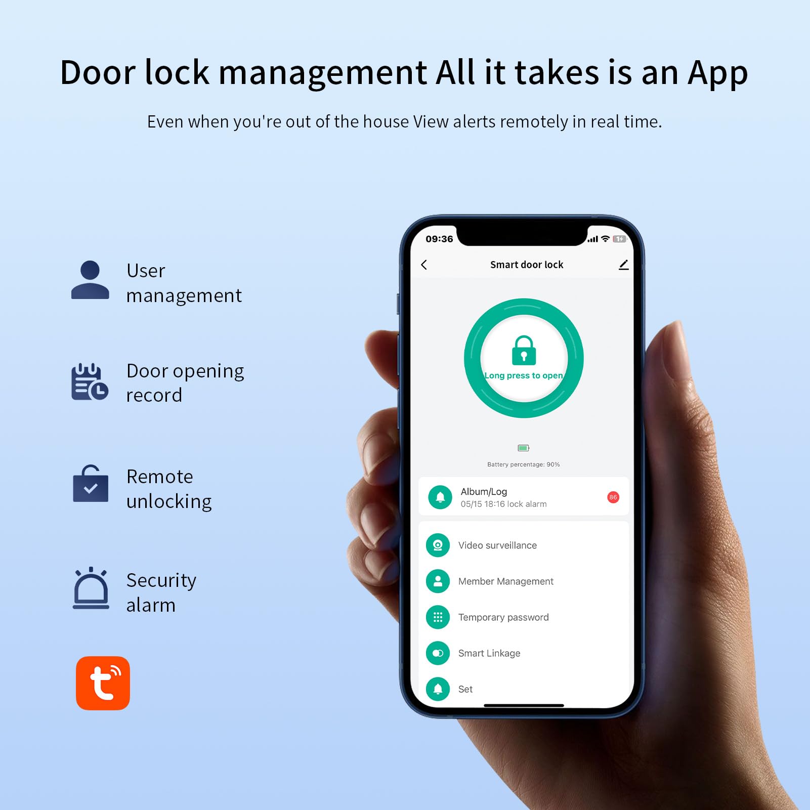 Smart Lock con Fotocamera Schermo da 4,5 Pollici BT Serratura Senza Chiave per Porta APP Impronta Digitale Password Card Chiave Meccanica Sblocco Serratura per Porta di Spessore