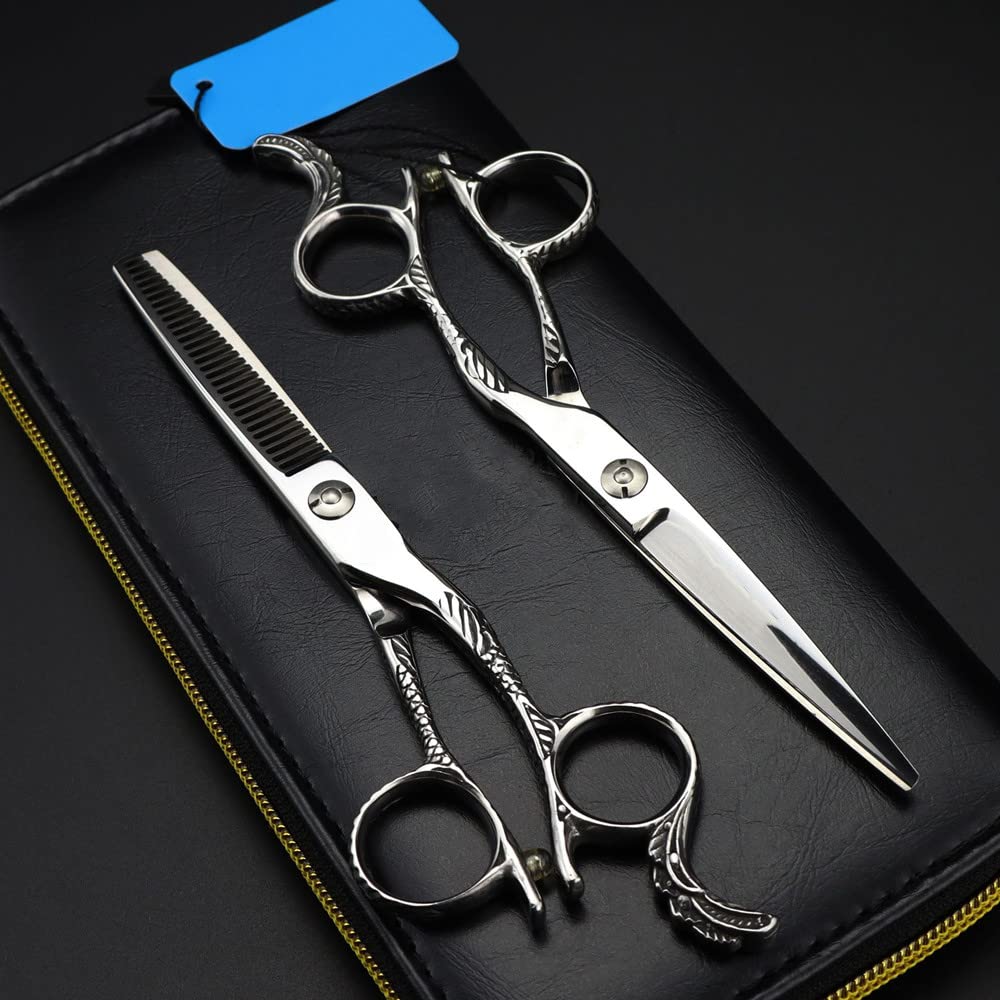 Forbici professionali per tagliare i capelli, forbici professionali da 6 pollici in acciaio 440c giapponese per tagliare i capelli, forbici per sfoltire, forbici da parru(Set con borsa