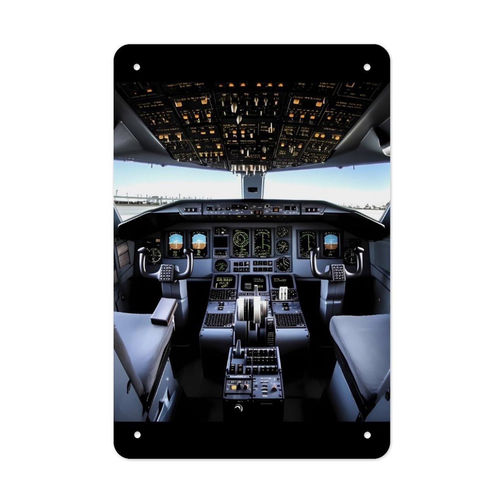 QMNLKH Airplane Cockpit Plaques for Wall Decor, Personalized Metal Tin Sign for Home, Multifunctional Poster for Office, Fashion Painting for Hallway, Wall Art Pictures, 7.9x11.8Inch