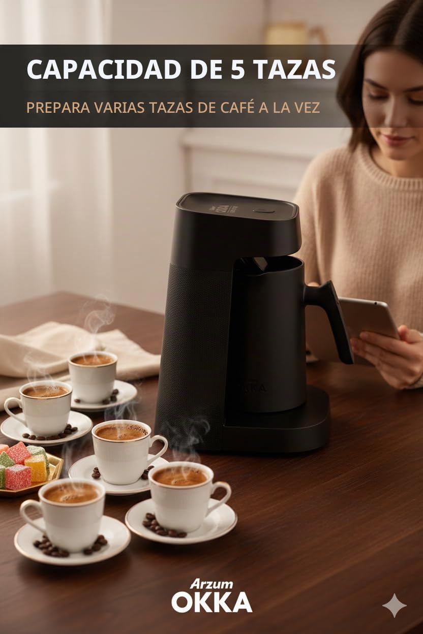 Arzum Okka Cafetera turca MINIO JET, cafetera turca, 400 W, 5 tazas de capacidad de café, protección contra desbordamiento, sistema de alerta acústica (cobre)