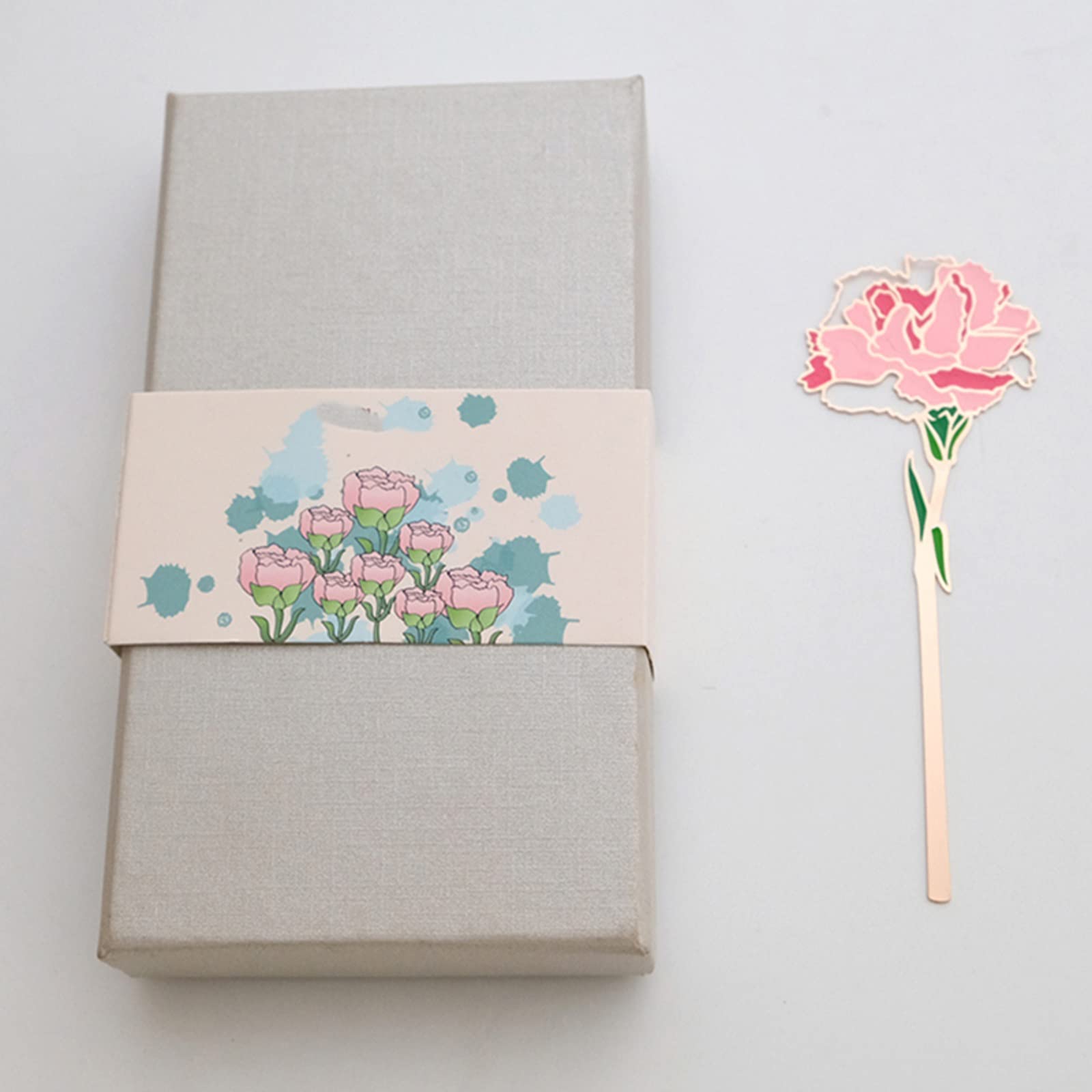 caihuashopping Lesezeichen Nelken Metall Lesezeichen Nette frische Blume Messing Vergoldete Geschenk Lehrer Tag Buch Markierungen