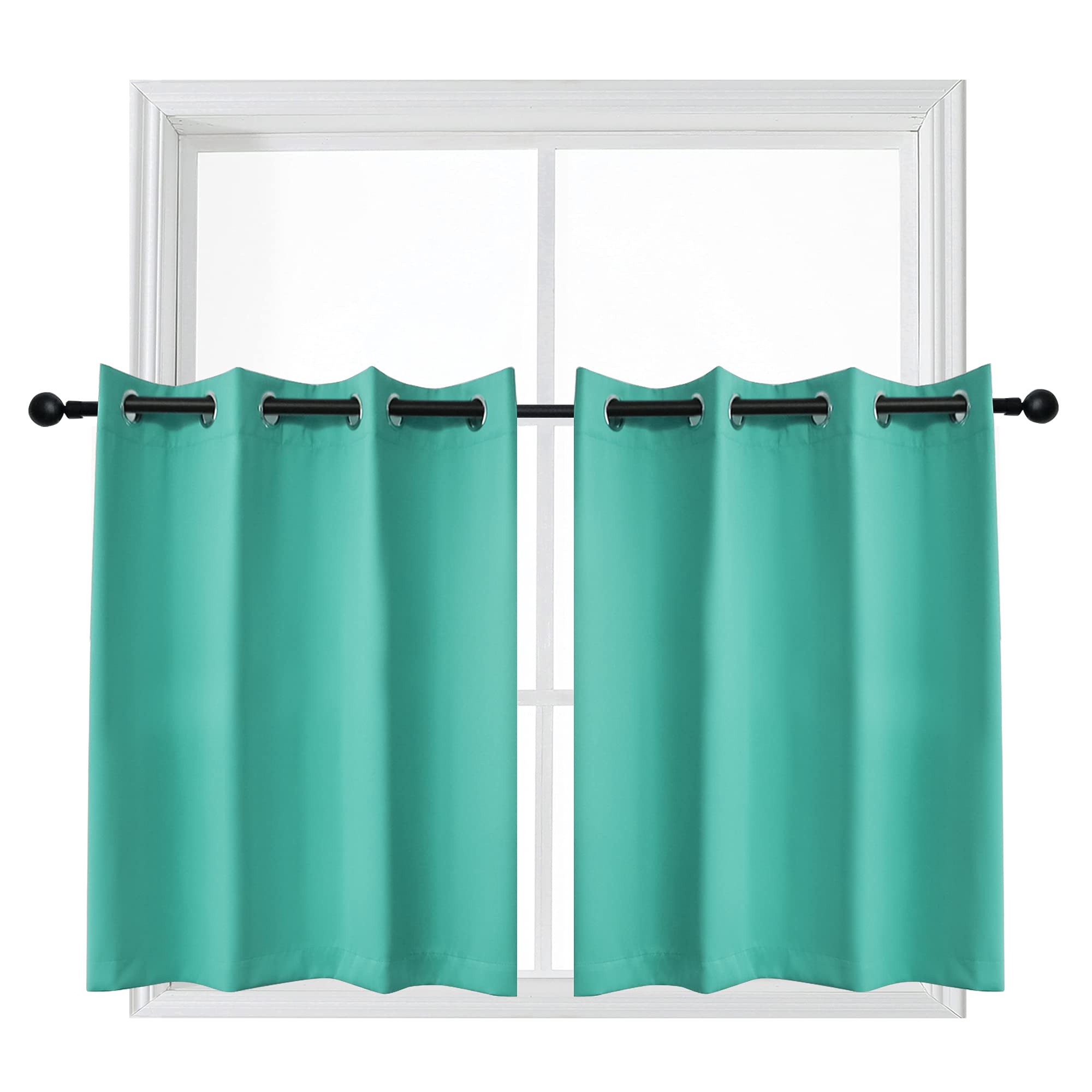 Rideaux turquoise 52x36 pouces en polyester mélangé YGO-CSGJM | Lot de 2