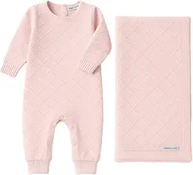 Saída de Maternidade Tricô Rosa com Manta – Recém-Nascido Feminina 0 a 3 Meses