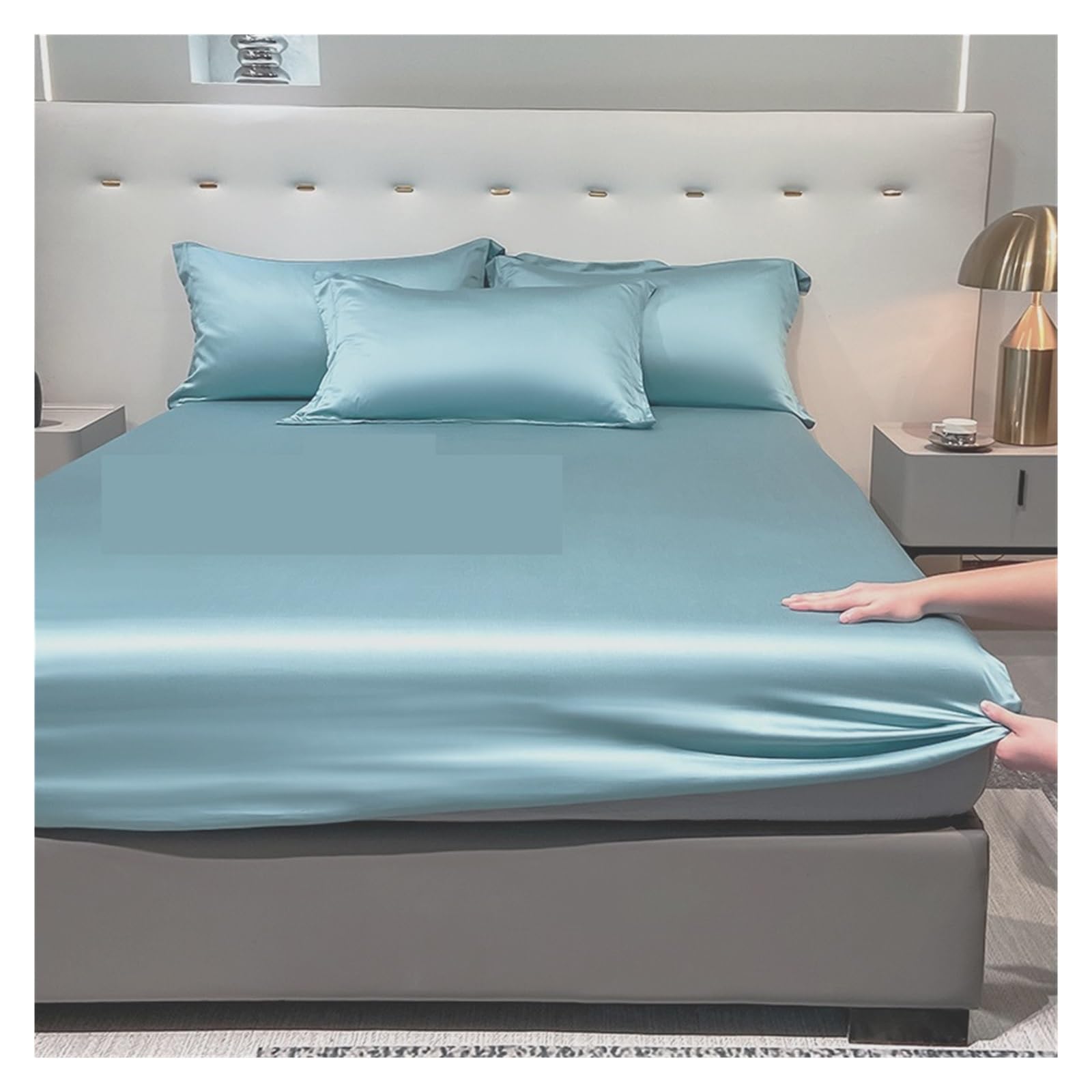 Drap-housse en satin douceur soie 200x200 pour des nuits sereines