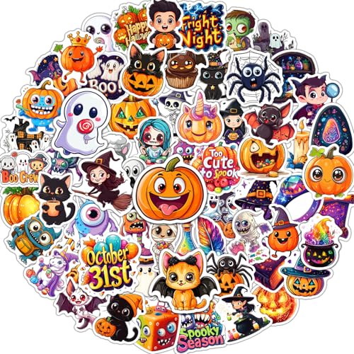 JCFIRE Halloween Stickers for Kids, 100 PCS Halloween Party Favors, Waterproof Cute Vinyl Stickers for Water Bottle Crafts, Party Decorations...