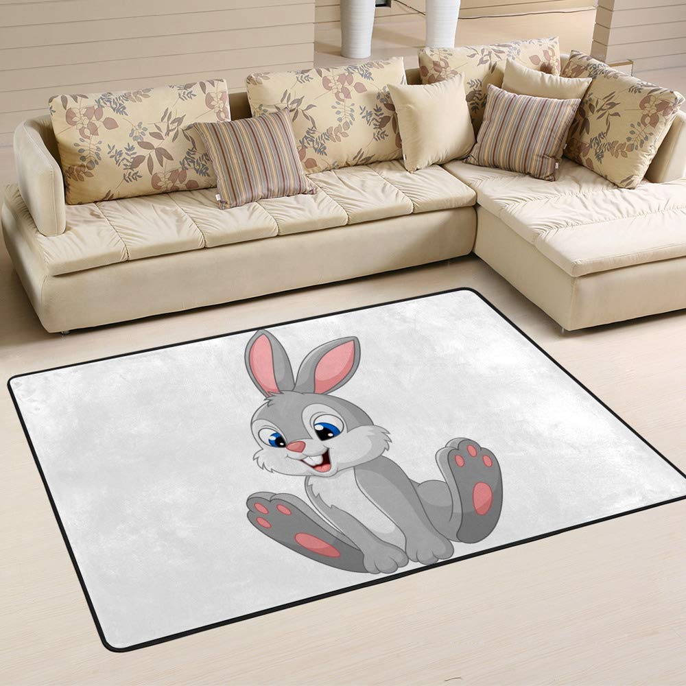 Tapis lapin Happy Bunny pour le salon et la salle à manger familiale