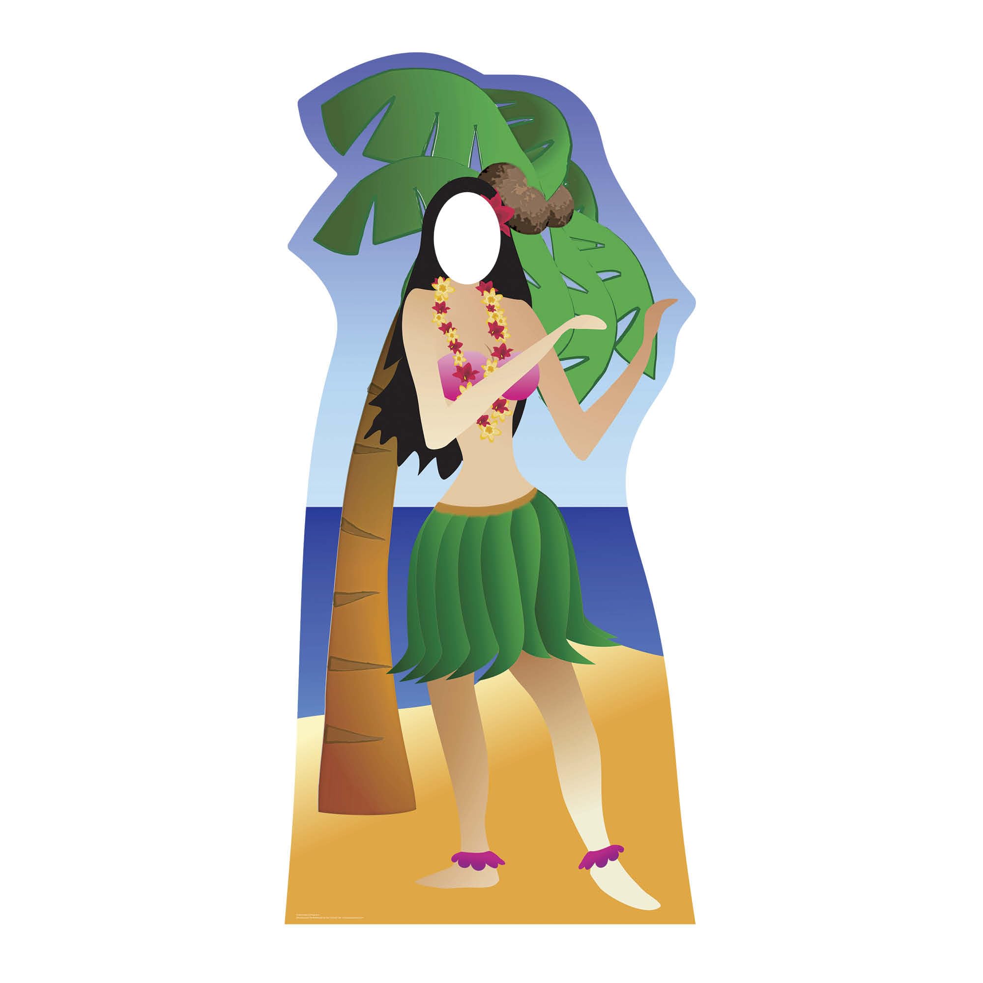 Hula Girl Beach Stand In Cardboard Cutout Fun Figure 190cm Tall - At your Party
