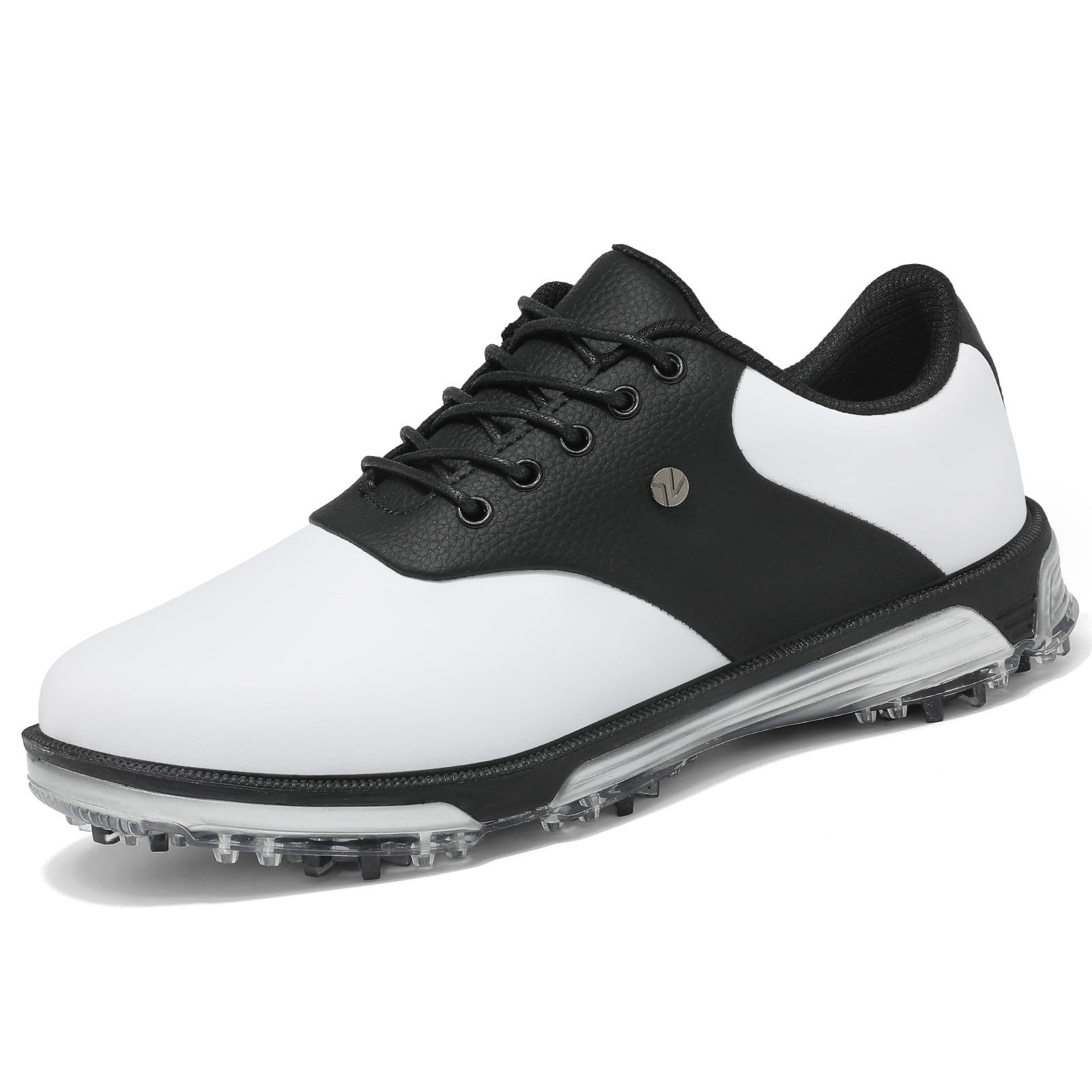 ULTIANT Golfschuhe Herren wasserdichte Feste Spikes mit TPU-Schutz rutschfest für Golfplatz Freizeit