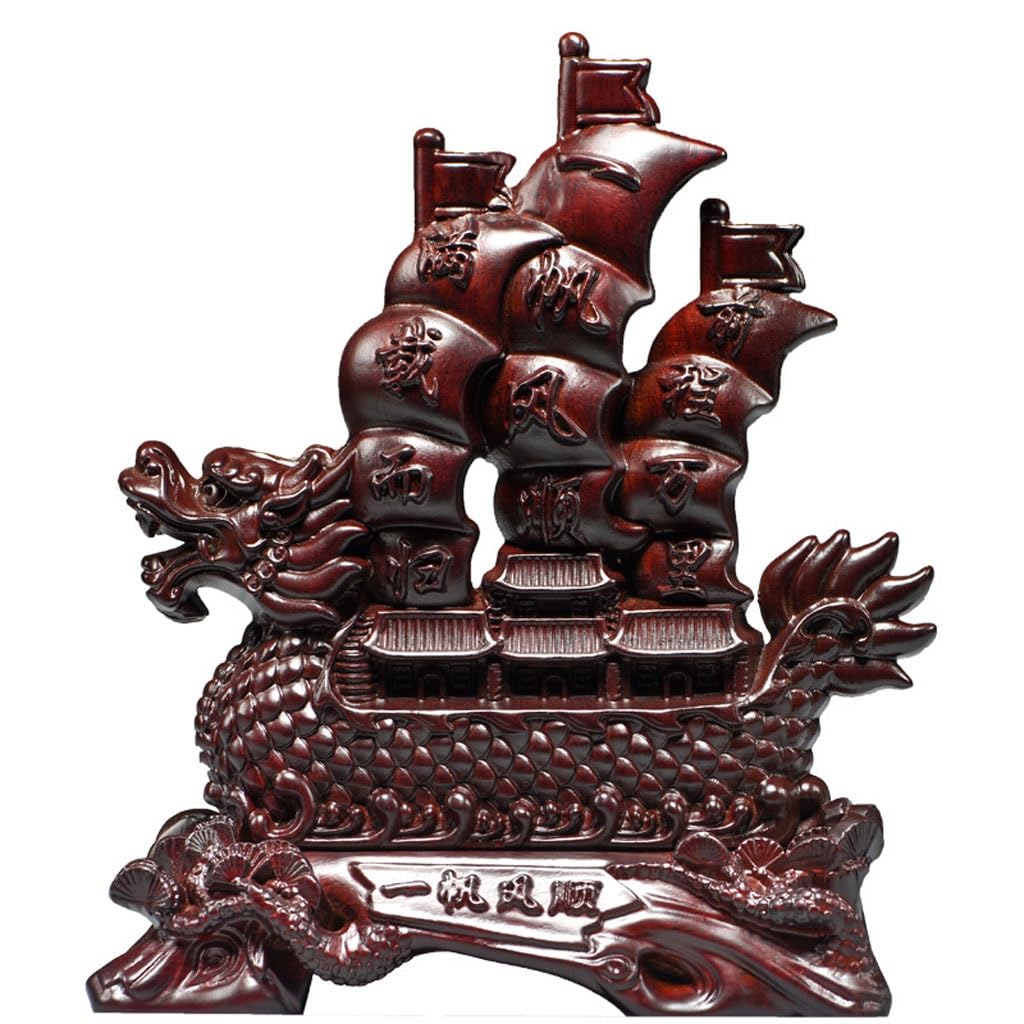 Dekoracja biurka Scultura In Legno Di Una Barca A Vela In Legno Massiccio Decorazioni Per Il Soggiorno, L'ufficio E La Cantina Rzeźby Wystrój domu (30 cm)