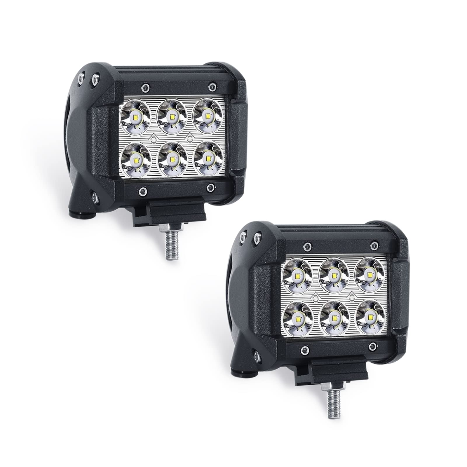 2 Pack 4" 18W LED 6 Light Pod Spotlight, Double-Row High Brightness LED Car Work Light, 12-24V Off-Road Driving Fog Light, for UTV ATV Truck Boat IP67 Waterproof Square Detection Light (Black)