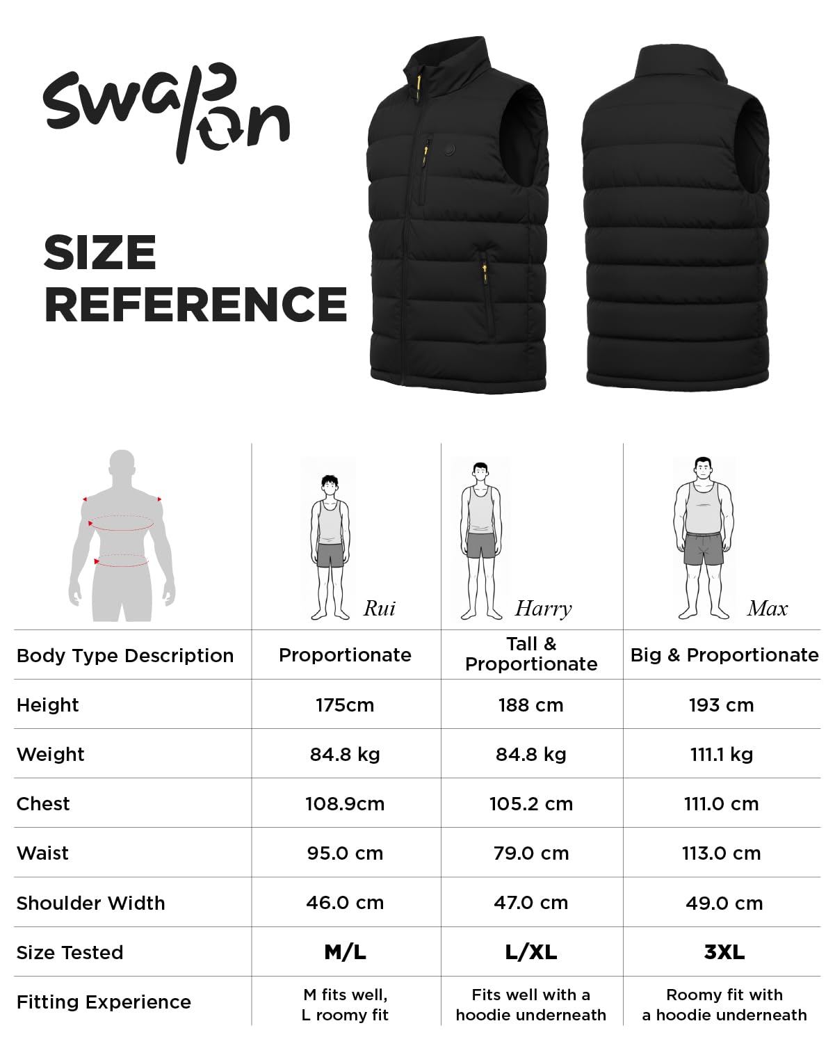 InoKraft Gilet riscaldato da uomo, leggero, trapuntato, invernale, riscaldato, con batteria ricaricabile da 8000 mAh e cavo di ricarica USB-C per ciclismo, corsa, escursionismo