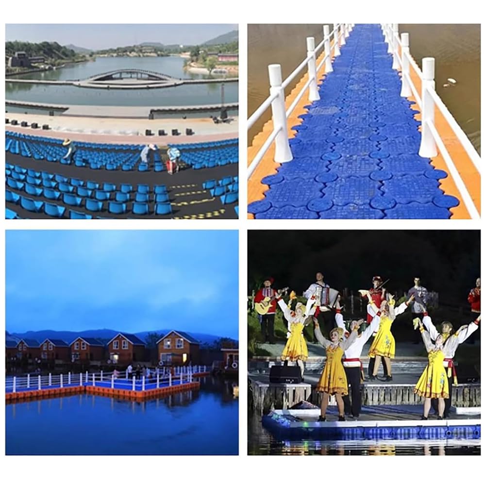 Plataformas acuáticas, Pontón de pesca alta capacidad carga, muelle flotante portátil(Orange,L)