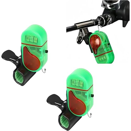 New 2Pcs Fishing Bite Alarm, Upgrade Sensitive Electronic Fishing Alarms ,Sound Bite Alert Bell with LED Lights,Fish Bite Alarm Indicator Suitable for Various Fishing Scenes