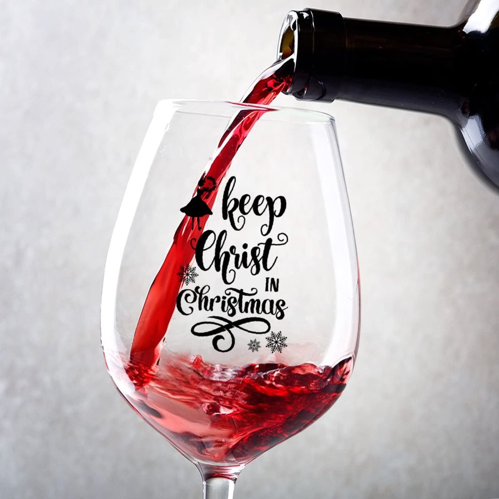 Verre à vin rouge Keep Christ in Christmas | Lot de 2 de 500 ml pour les fêtes