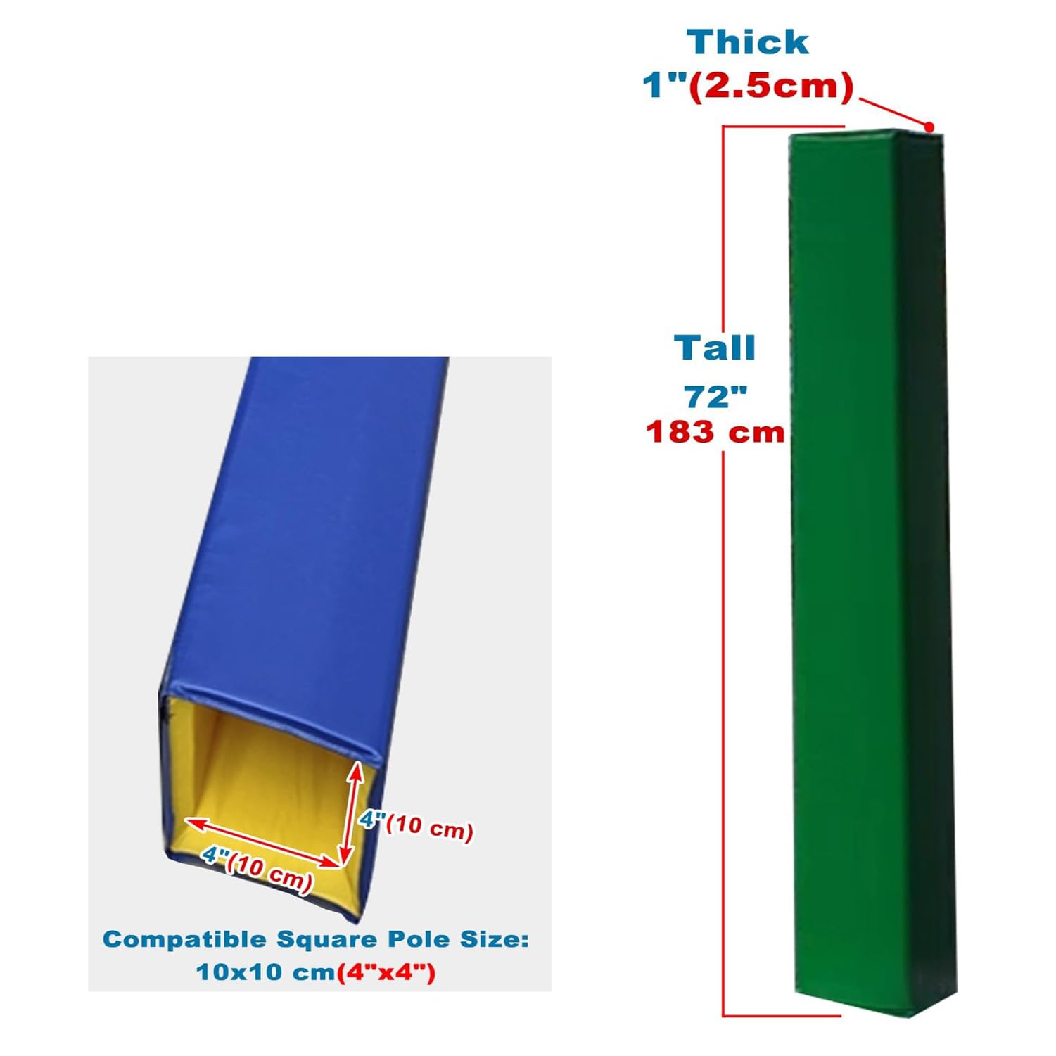 Protectores universales para Postes de Gimnasio, Personalizables, Cuadrados,para Envolver los Postes de Gimnasio.,Negro,10x10cm