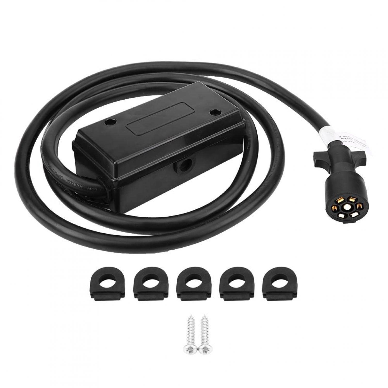 Cable de enchufe para remolque, resistente, de 7 vías, cable de remolque en línea con caja de conexiones de 7 pandillas con cable de 8 pies, adecuado para remolques Rvs, caravanas, camiones de comida,