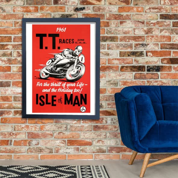 Póster TT Isla de Man Spiffing Prints gigante enmarcado acabado semibrillante 2