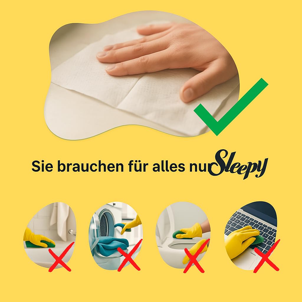 300x Sleepy Reinigungstücher 1x Blau + 1x Grün + 1x Gelb mit Bleichzusatz - Extra Stark gegen Flecken - Grün, Blau und Gelb Oberflächenreinigungs-Set - perfekt für Boden, Küche, Badezimmer