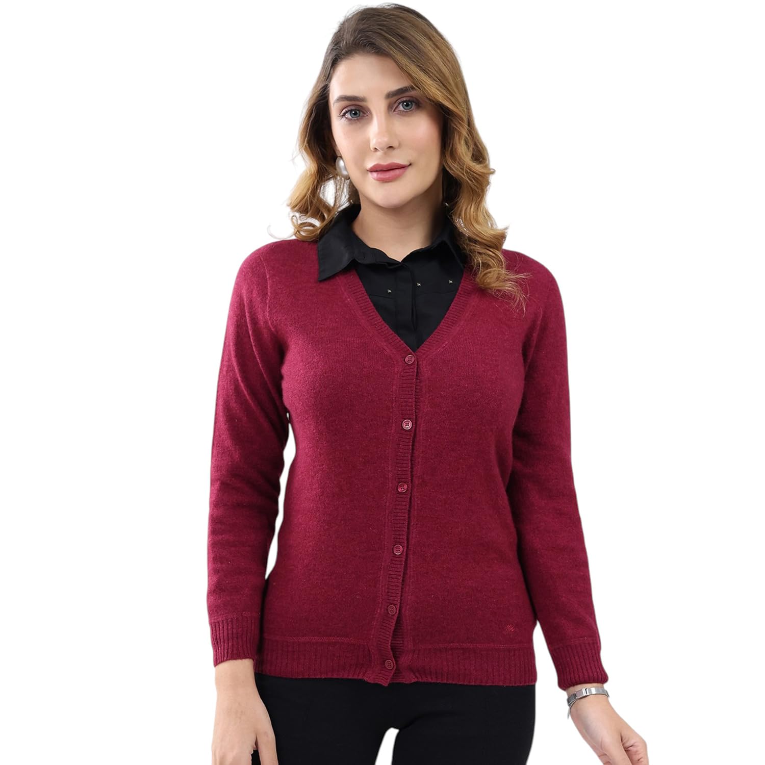 monte carlo Women's Regular Fit Winter Cardigan | Solid V Neck | Full Sleeve Button Closure Stylish Cardigan for Women's-picture-28