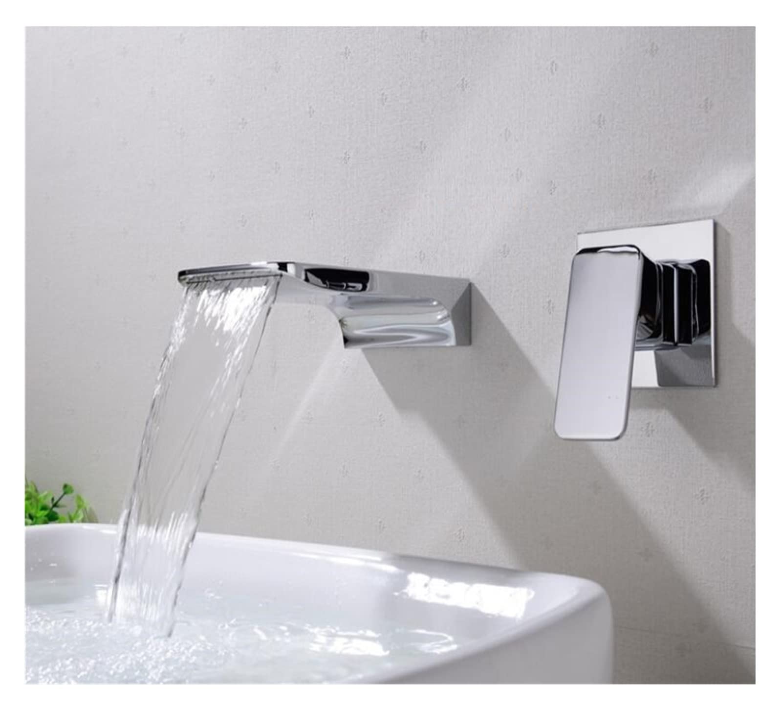 Robinet de lavabo cascade mural chromé mitigeur monocommande eau chaude froide