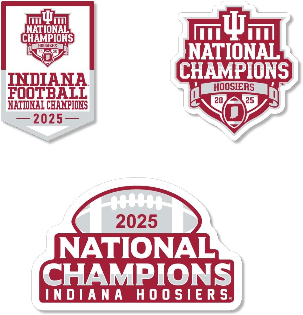 Indiana Hoosiers 2025 NCAA Football National Champions Large Auto Magnet Set, 3 Pack Durable Magnets – Two 6" and One 3"