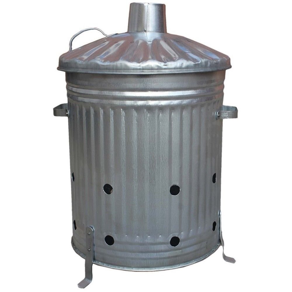 60 LITER Metal Galvanised Garden Incinerator Fire Bin Burning Leaves Paper Wood Rubbish Dustbin Made In U. K. (60L INC Only)