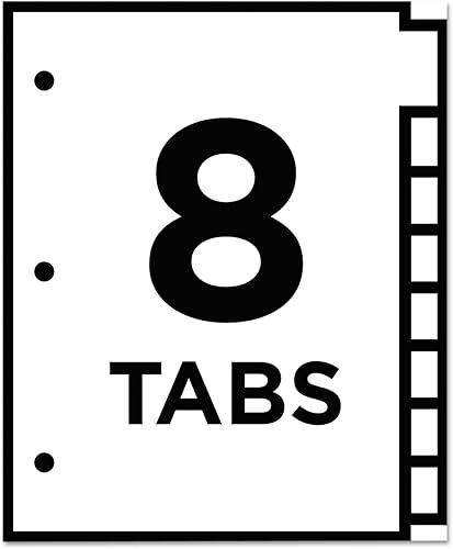 Miniatura 4 de Avery Separadores insertables con pestaña grande, papel pulido, 8 pestañas multicolor, 1 juego (23284)