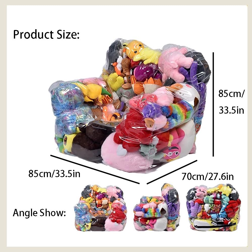 Copridivano For Poltrona A Sacco Trasparente Pouf For Animali Di Peluche, Impermeabile In PVC,pouf For Riporre Giocattoli Di Peluche, Creativo, Imbottito, Con Cerniera, For Organizzare Le Camerette De
