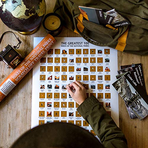 Mappinners The Greatest 100 Hikes of the National Parks Scratch Off Travel Print 16x20