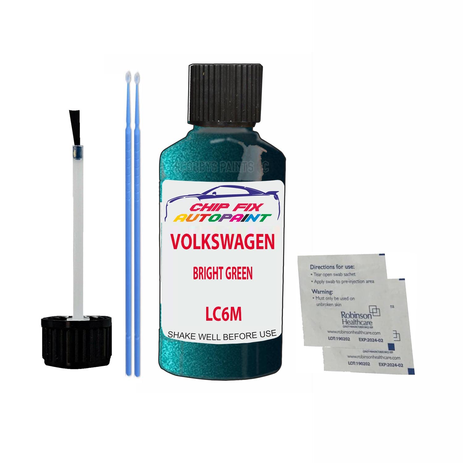 Scoobys Paints Back In The Mix Bright Green Touch Up Paint For Volkswagen/Vw Passat Lc6m 1997-2007 30Ml Bottle Brush Scratch Stone Chip Repair Pen
