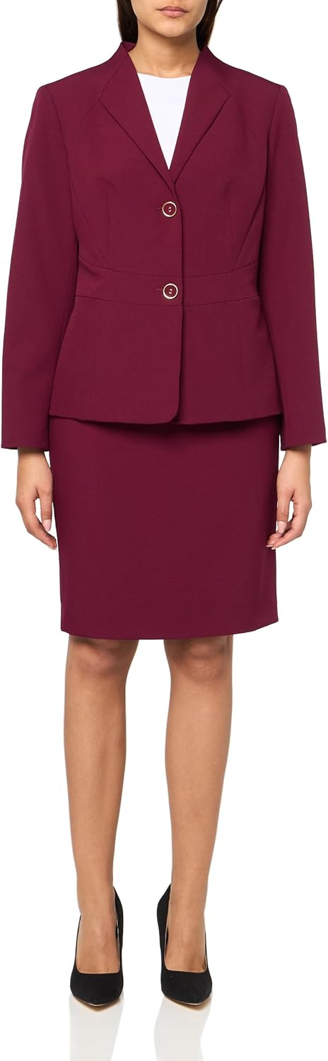 Le Suit Womens Jacket/Skirt Suit 4 Bordeaux