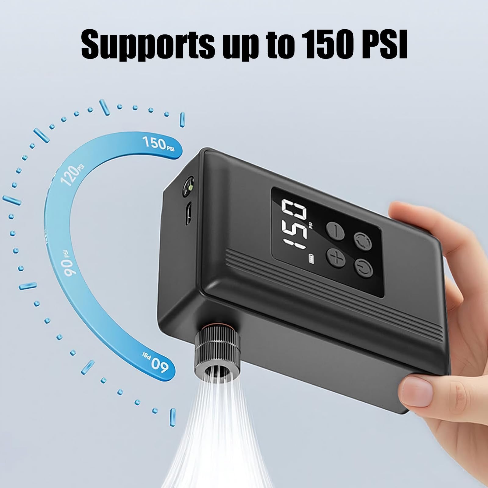 Pompa per Biciclette Piccola Con Spegnimento Automatico E Luce LED | Gonfiatore Portatile Per Bici Per Palloncini, Anelli Da Nuoto, Gonfiabili, Giocattoli Da Piscina, Ciclismo Strada E